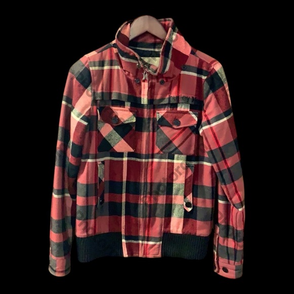 Bomber Coat | Hurley | Red & Black Plaid | Woman’s Small - Picture 2 of 9